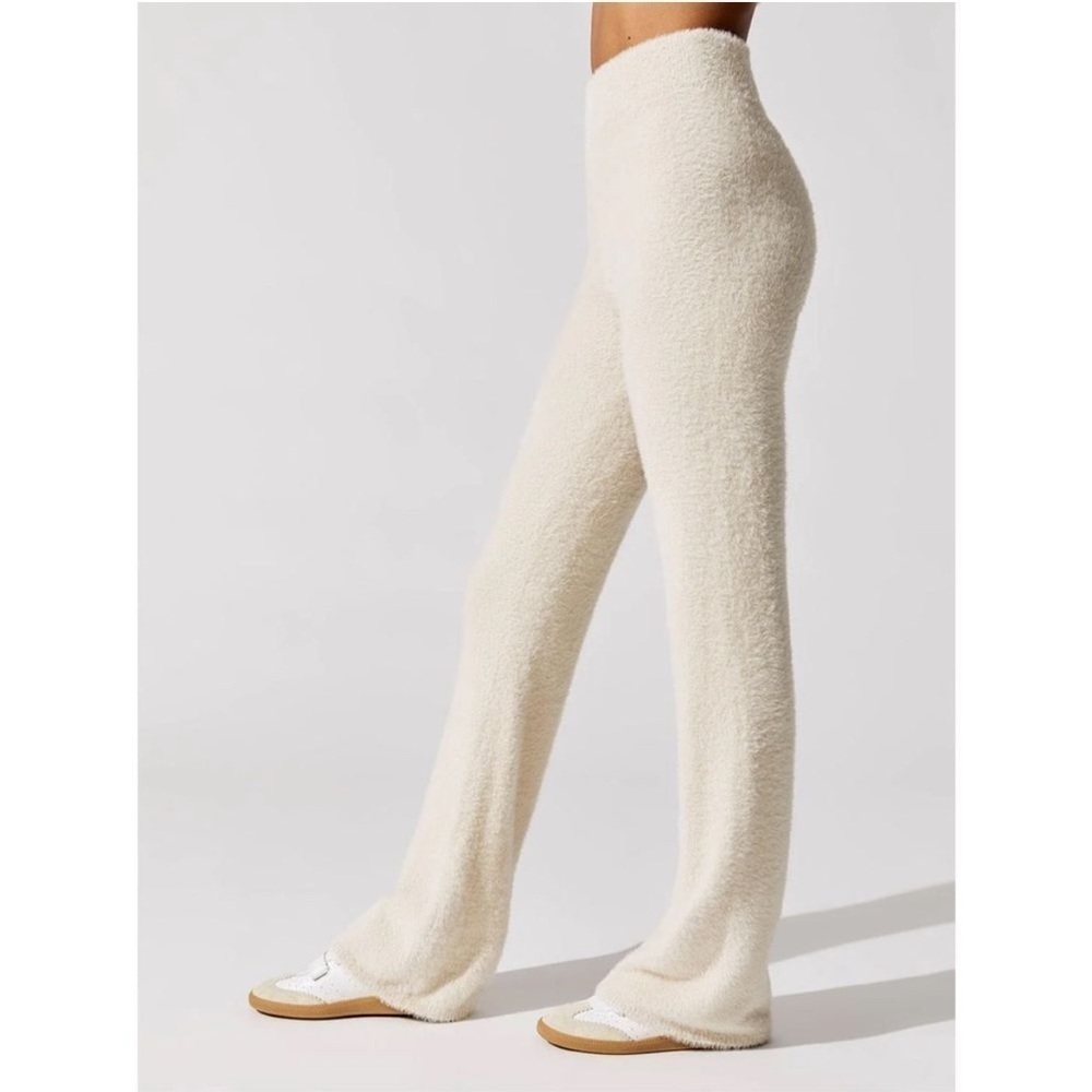 Carbon38 Eyelash Lounge High Rise Pants Fuzzy Cozy Ivory